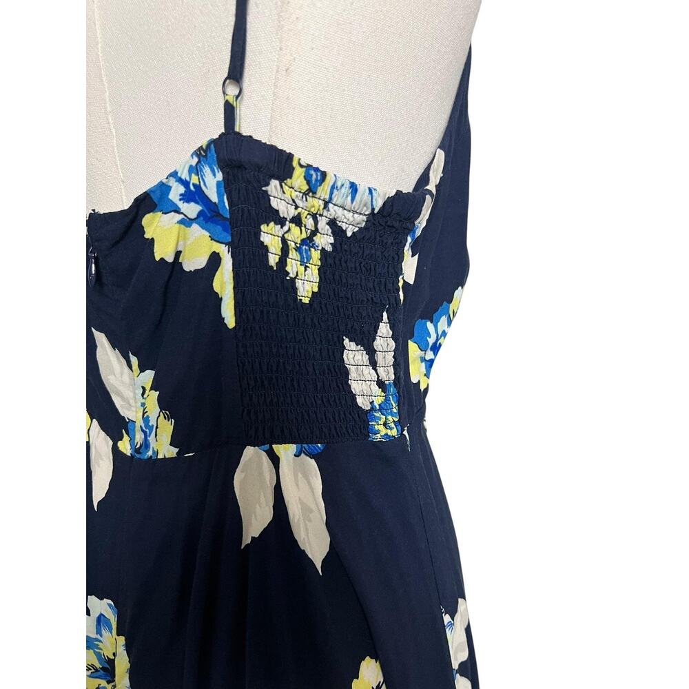 Old Navy Sundress Womens Large Blue Floral Smocked Fit & Flare Summer Casual - Picture 4 of 6